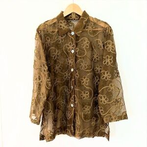 Vintage Sheer Gold Top size Large
